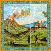 Piastrella di Santa Chiara con il Vesuvio