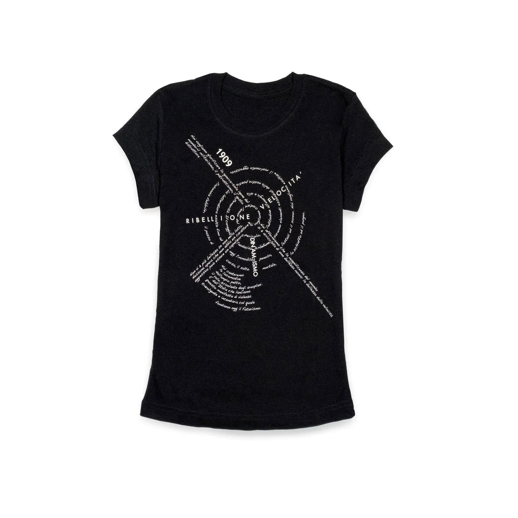 T shirt da donna "vortice" nera.