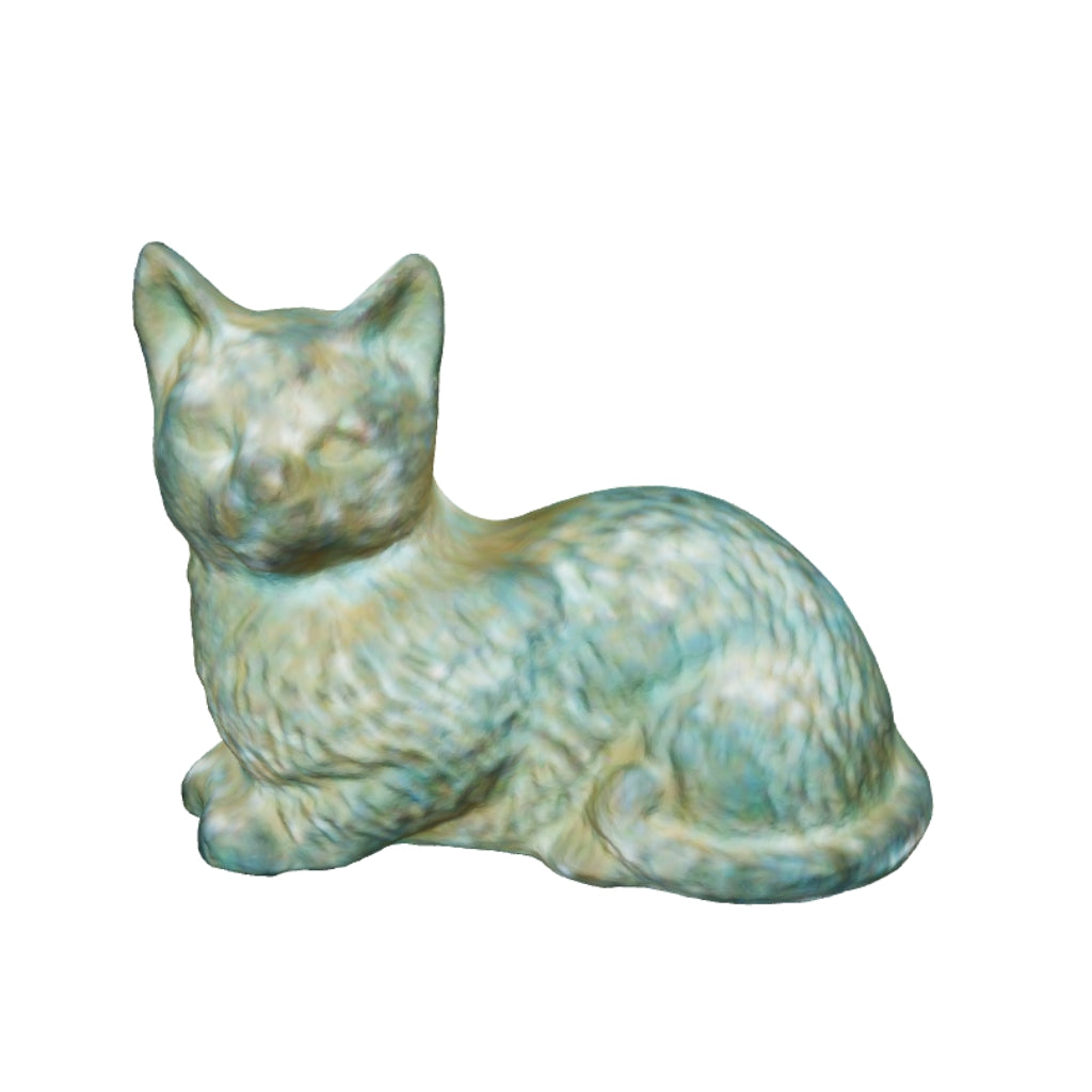 Crouching Cat Bronze Statuette